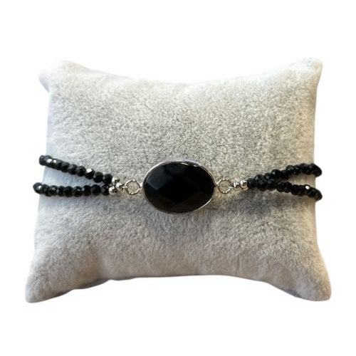 Onyx Connector Bracelet – Silver – detail view