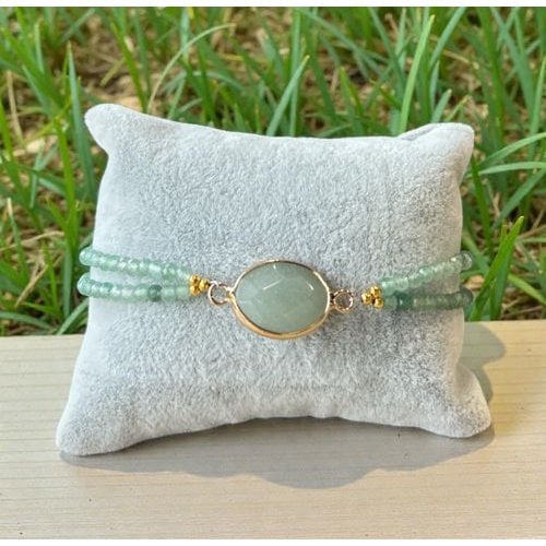 Aventurine Connector Bracelet – Gold – detail view