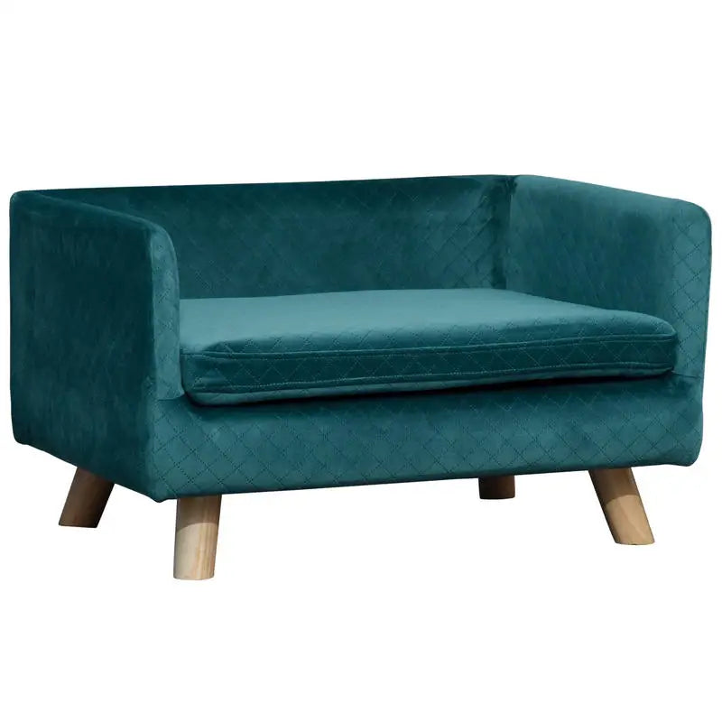 Teal velvet dog sofa