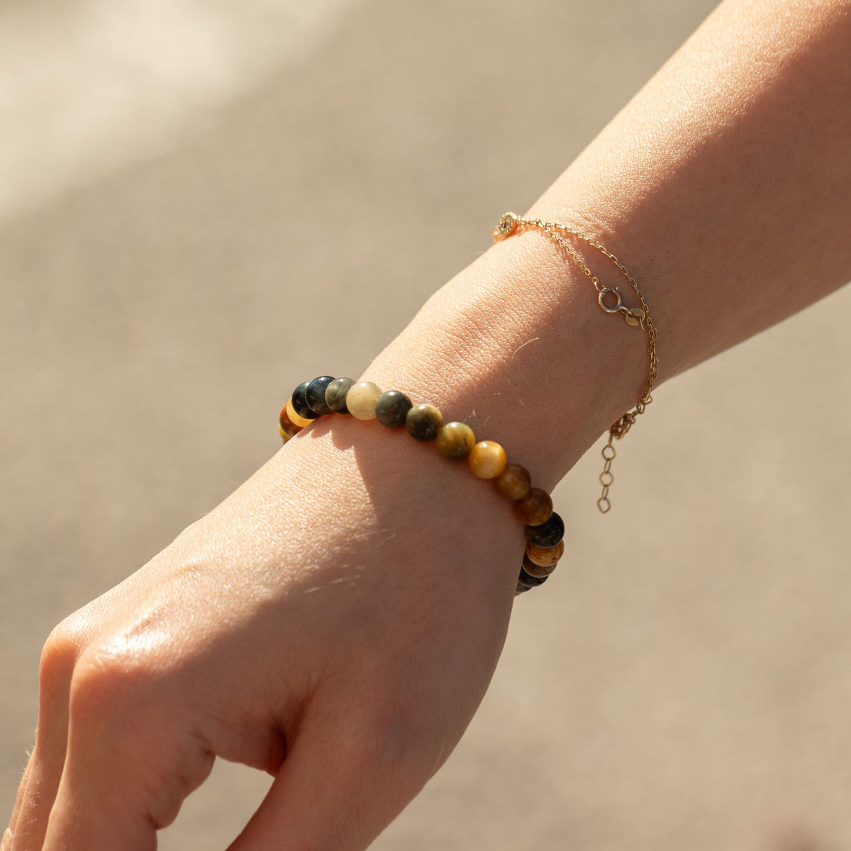 Petite Gemstone Bracelet – Dream Tiger's Eye – another angle
