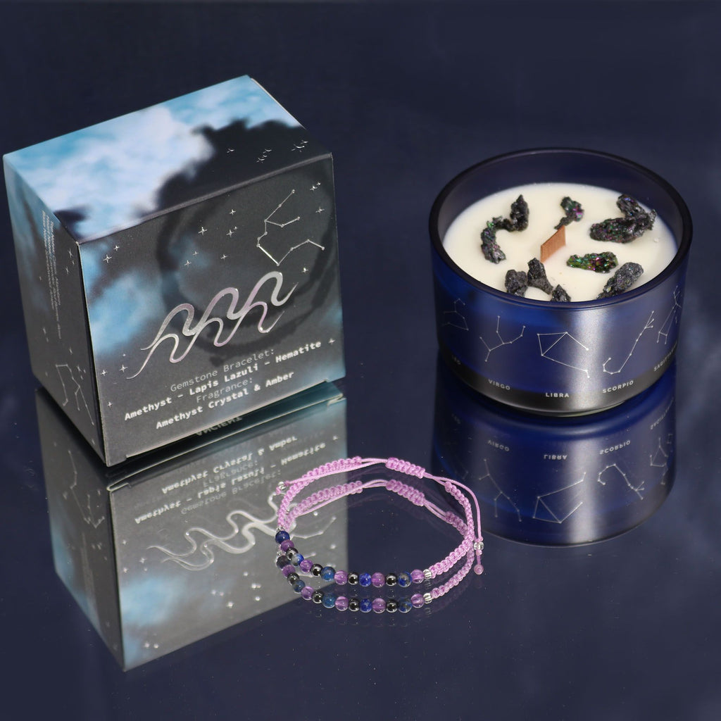 Written in the Stars – Aquarius · Zodiac Candle & Gemstone Bracelet – detail view
