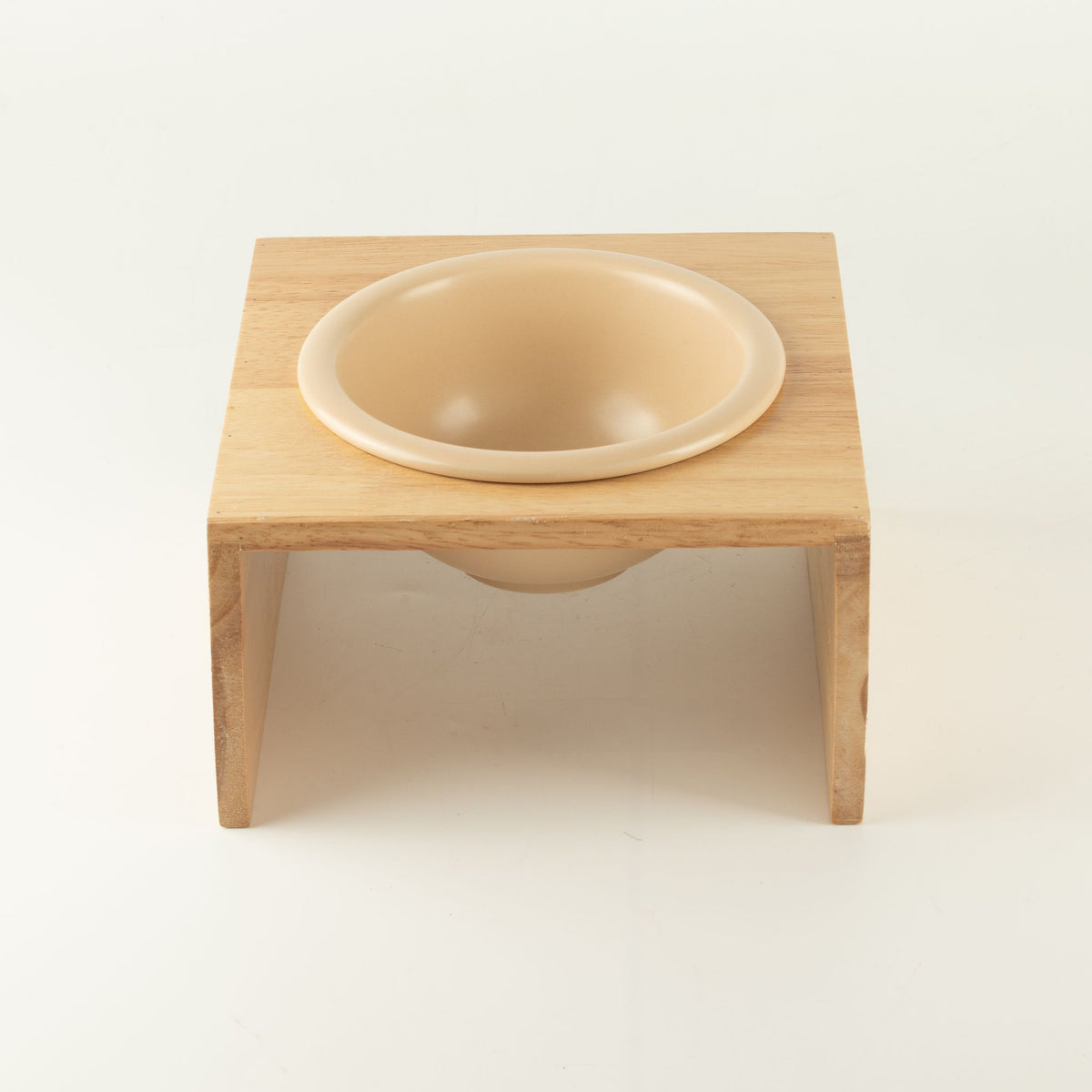 Ceramic Dog Bowl in Wooden Stand | 14 cm
