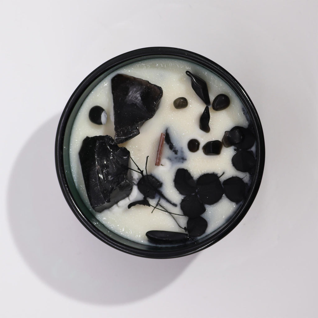 Crystal Flower Candle – The King of Swords · Cedarwood – another angle