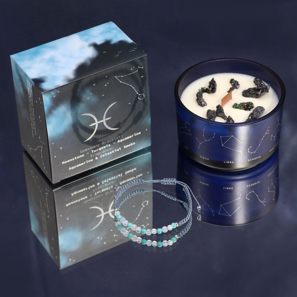 Written in the Stars – Pisces · Zodiac Candle & Gemstone Bracelet – detail view