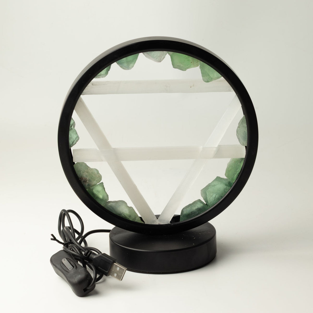Gemstone Halo Lamp – Earth · Aventurine & Selenite – packaging