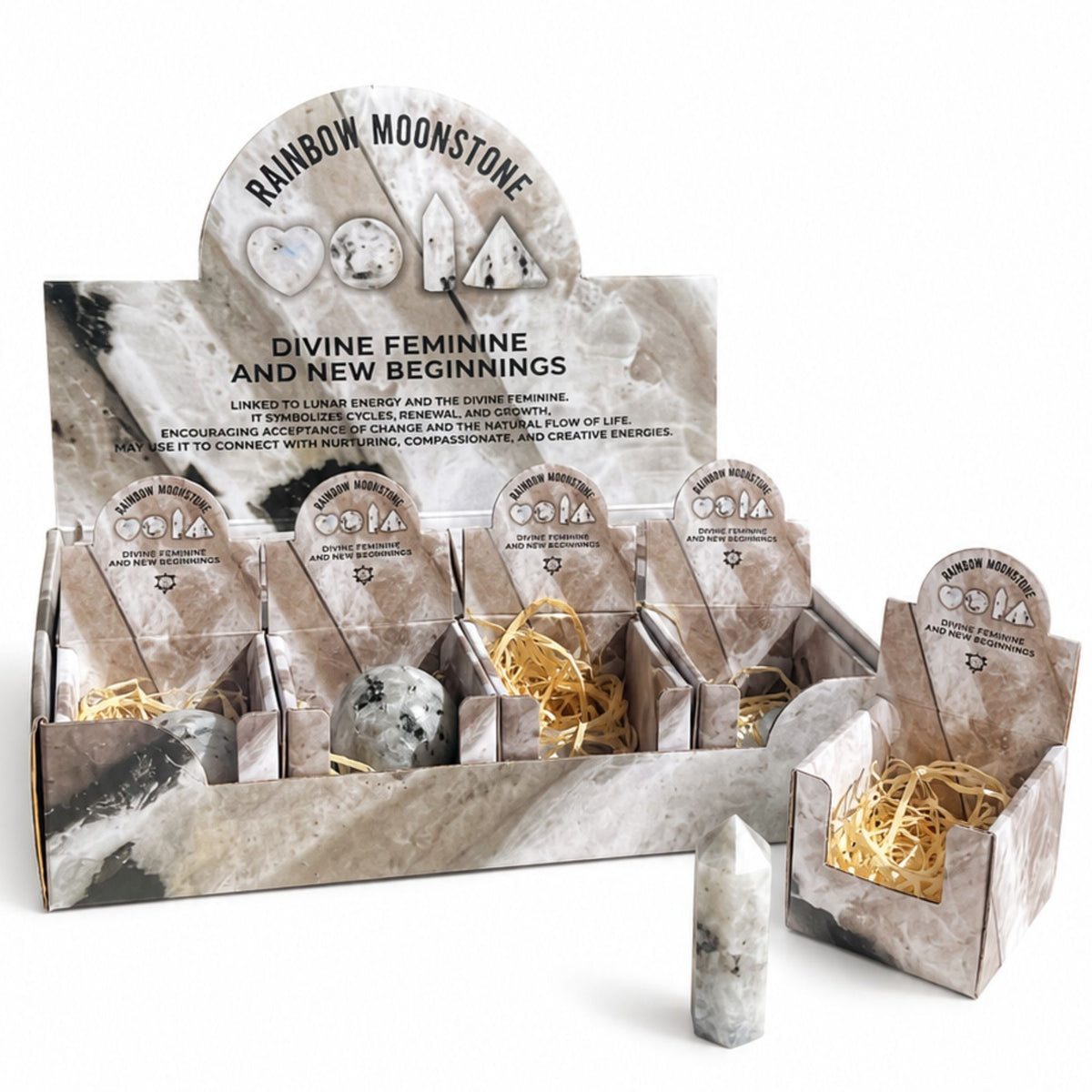 Four Shapes Gift Set – Rainbow Moonstone – another angle
