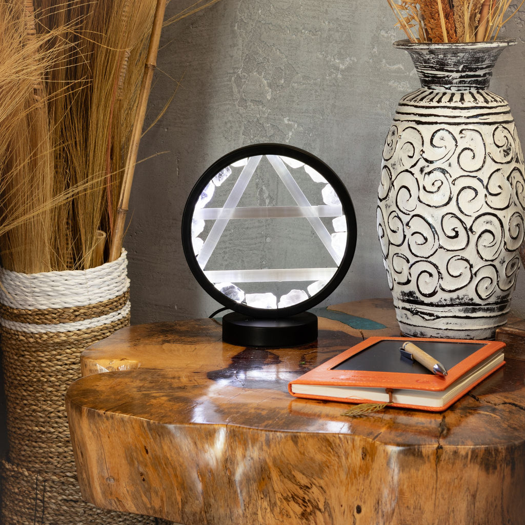 Gemstone Halo Lamp – Air · Clear Quartz & Selenite – another angle