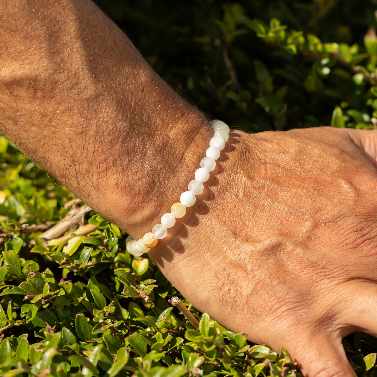 Petite Gemstone Bracelet – Moon Jade – another angle