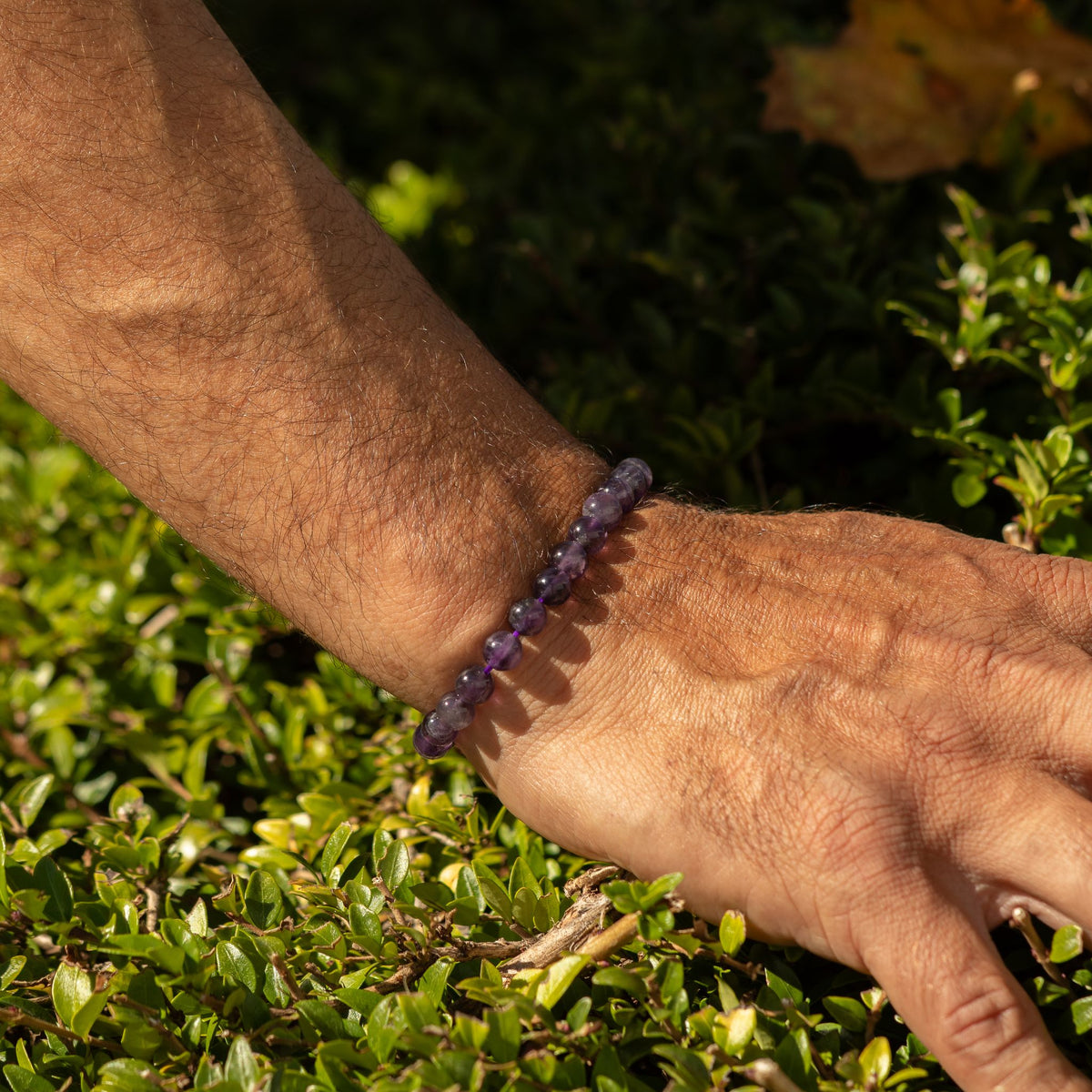 Petite Gemstone Bracelet – Amethyst – styled view