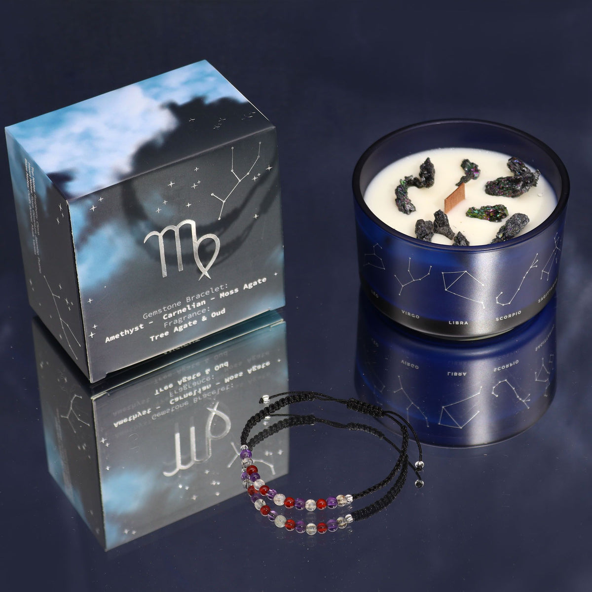 Written in the Stars – Virgo · Zodiac Candle & Gemstone Bracelet – detail view