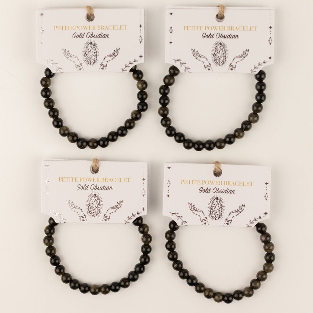 Petite Gemstone Bracelet – Gold Obsidian – size view
