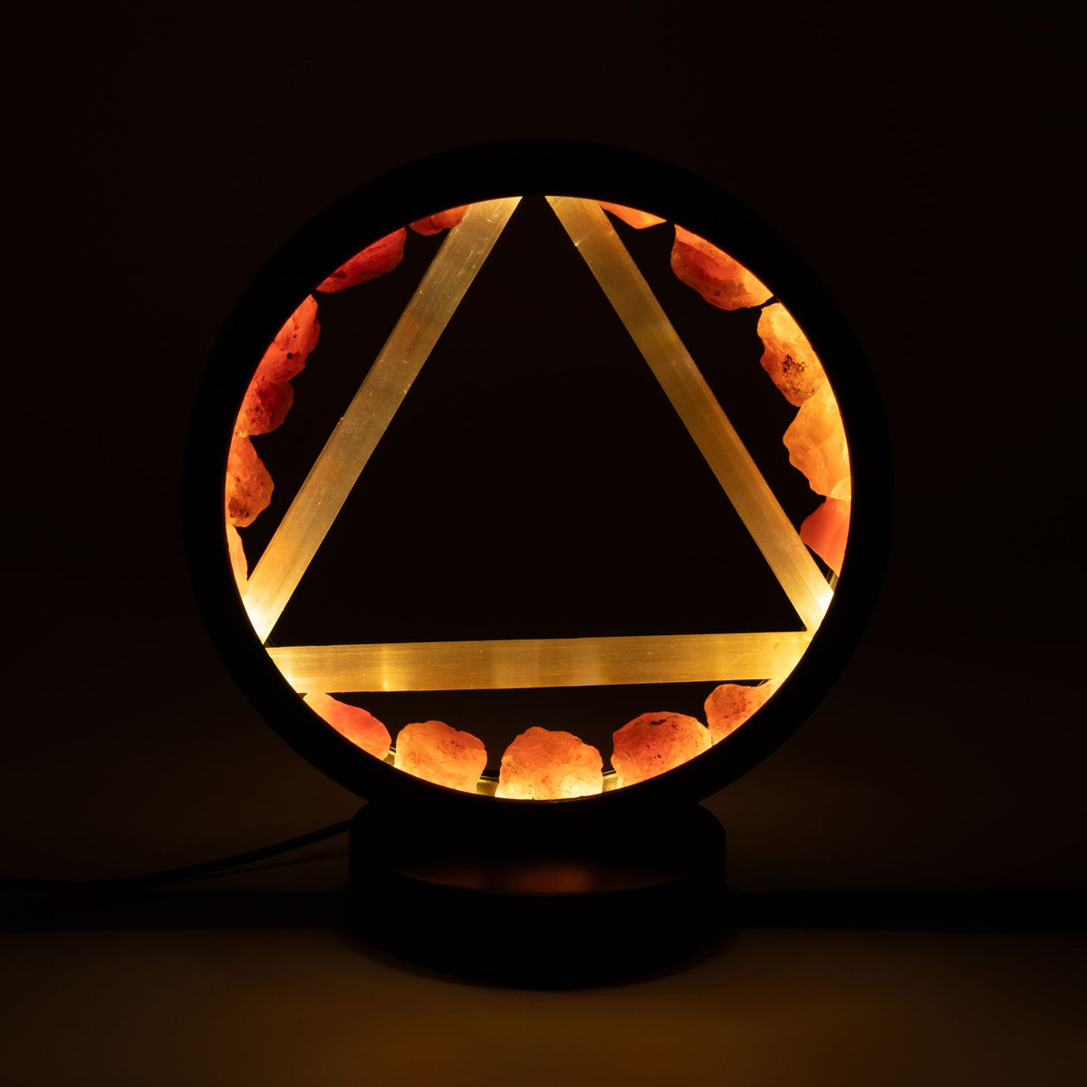 Gemstone Halo Lamp – Fire · Carnelian & Selenite – styled view