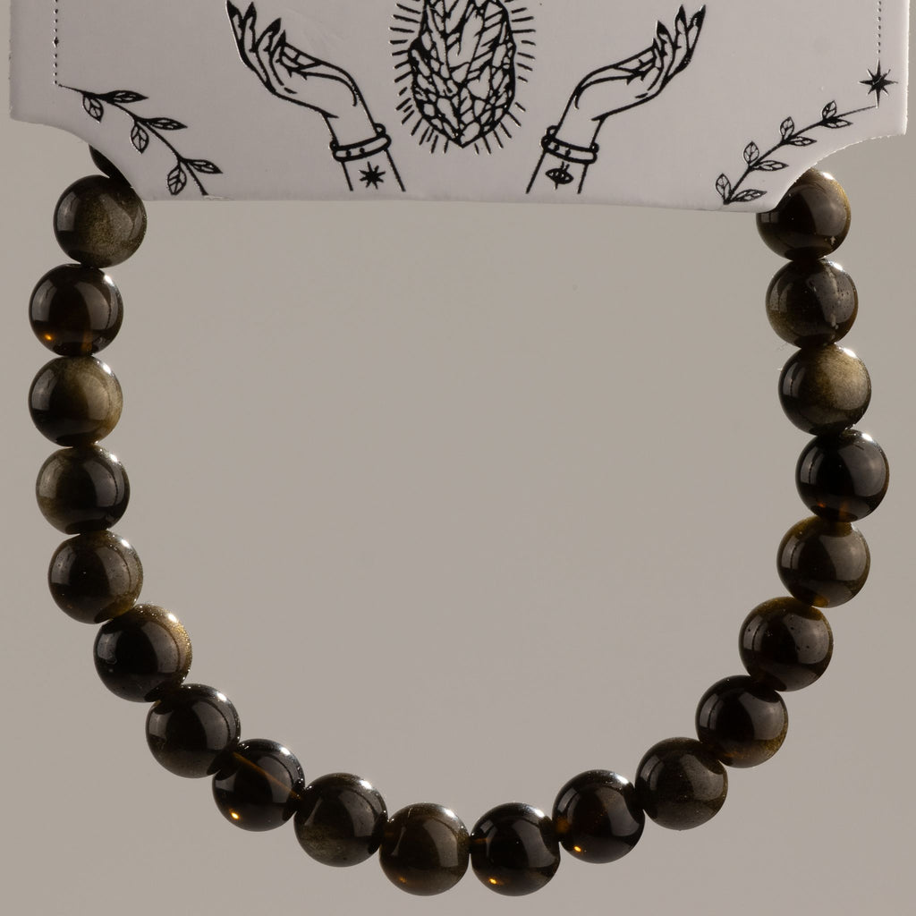 Petite Gemstone Bracelet – Gold Obsidian – another angle