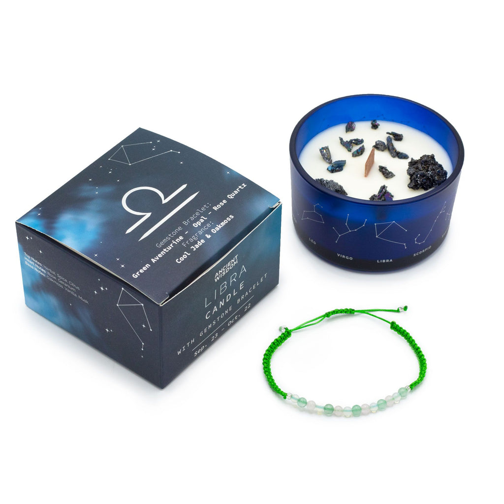 Written in the Stars – Libra · Zodiac Candle & Gemstone Bracelet – close-up