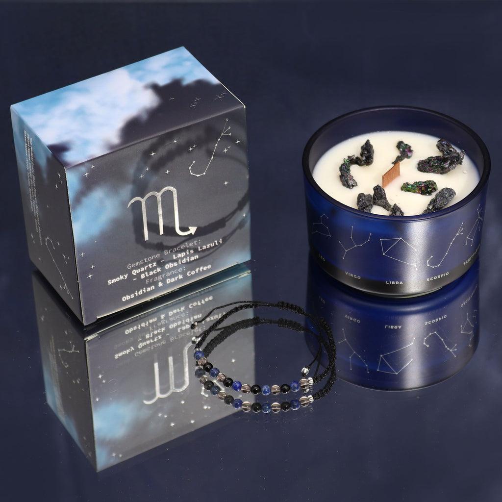 Written in the Stars – Scorpio · Zodiac Candle & Gemstone Bracelet – detail view