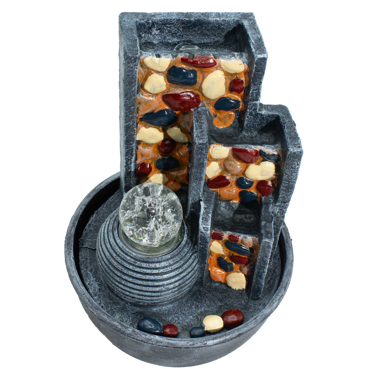 Tabletop Water Feature – Pebble Wall & Crystal Ball – detail view