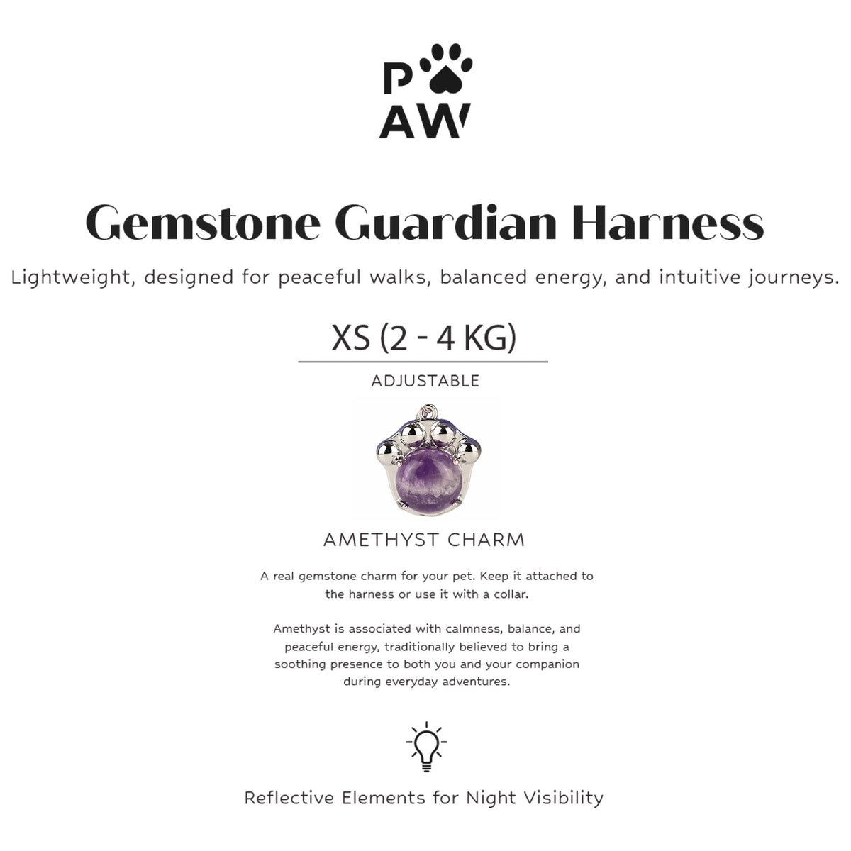 Gemstone Step-in Harness | Lavender · Amethyst · Size XS
