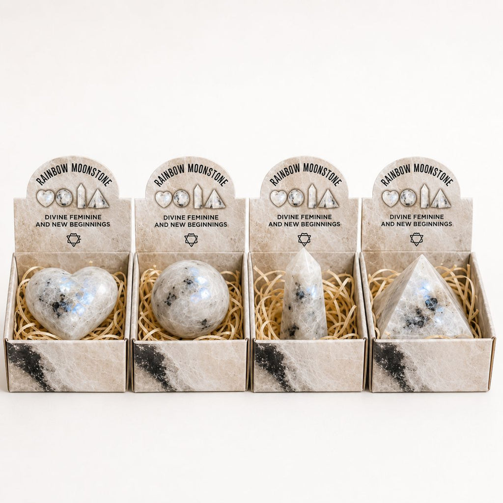 Four Shapes Gift Set – Rainbow Moonstone – detail view