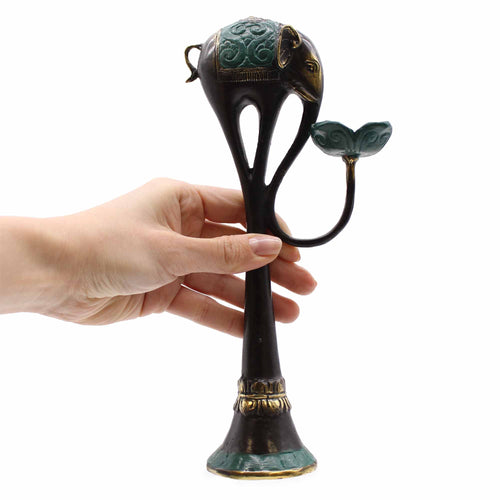 Brass Elephant Candle & Incense Holder – Feng Shui – detail view
