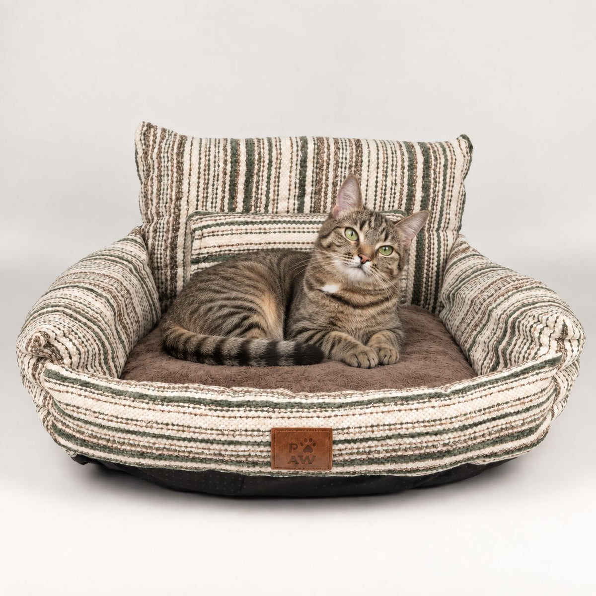 Mini Dog Sofa | Brown Stripes · Small