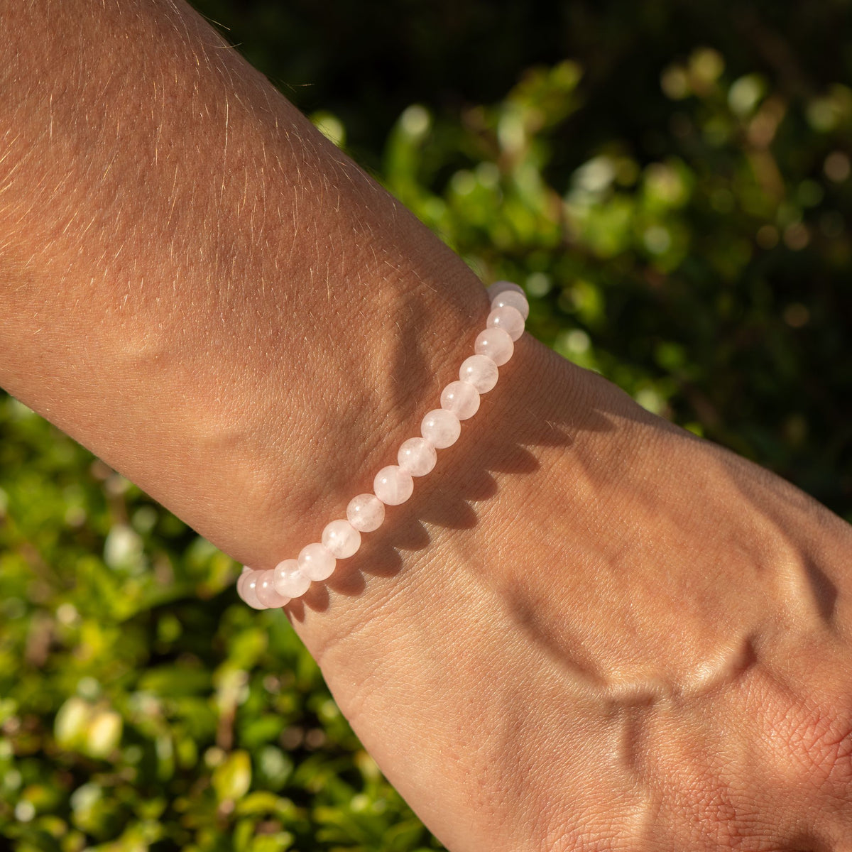 Petite Gemstone Bracelet – Rose Quartz – detail view