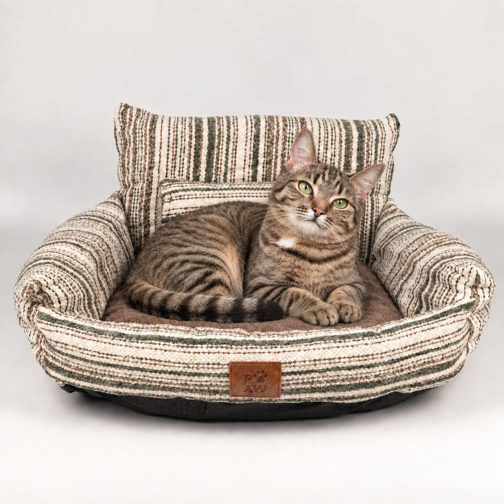 Mini Dog Sofa | Brown Stripes · Small
