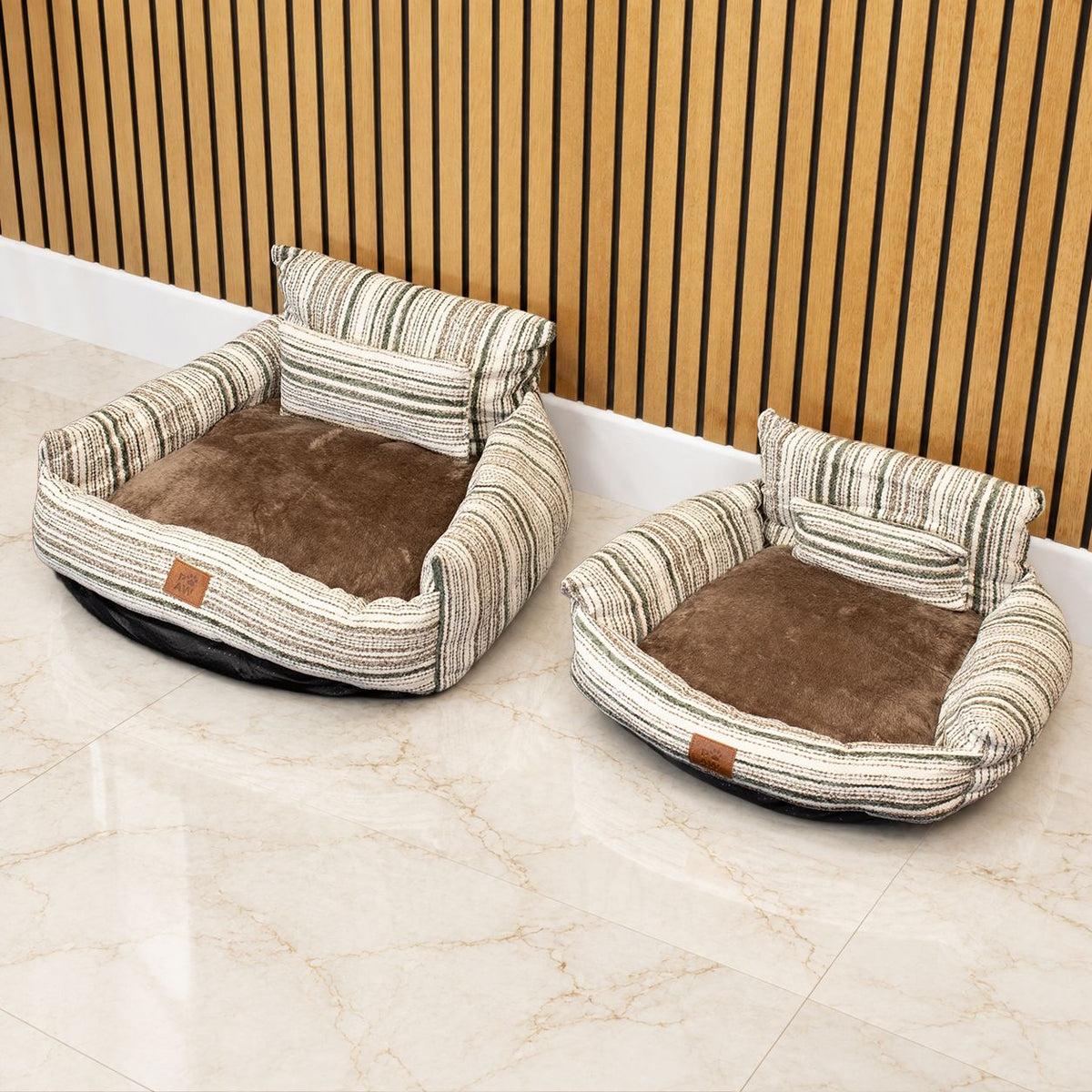 Mini Dog Sofa | Brown Stripes · Small