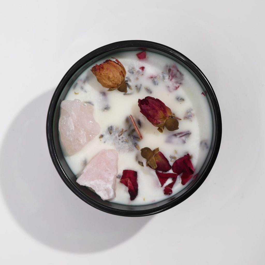 Crystal Flower Candle – The Lovers · Blooming Rose – size view