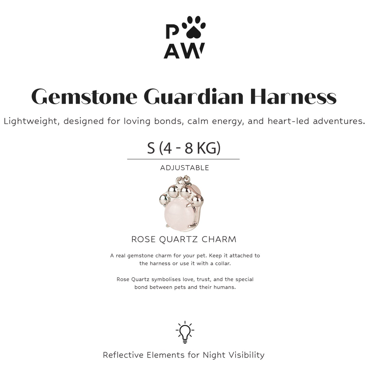 Gemstone Step-in Harness | Soft Pink · Rose Quartz · Size S
