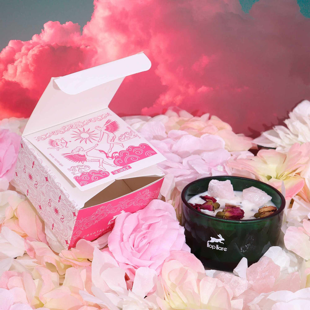 Crystal Flower Candle – The Lovers · Blooming Rose – styled view
