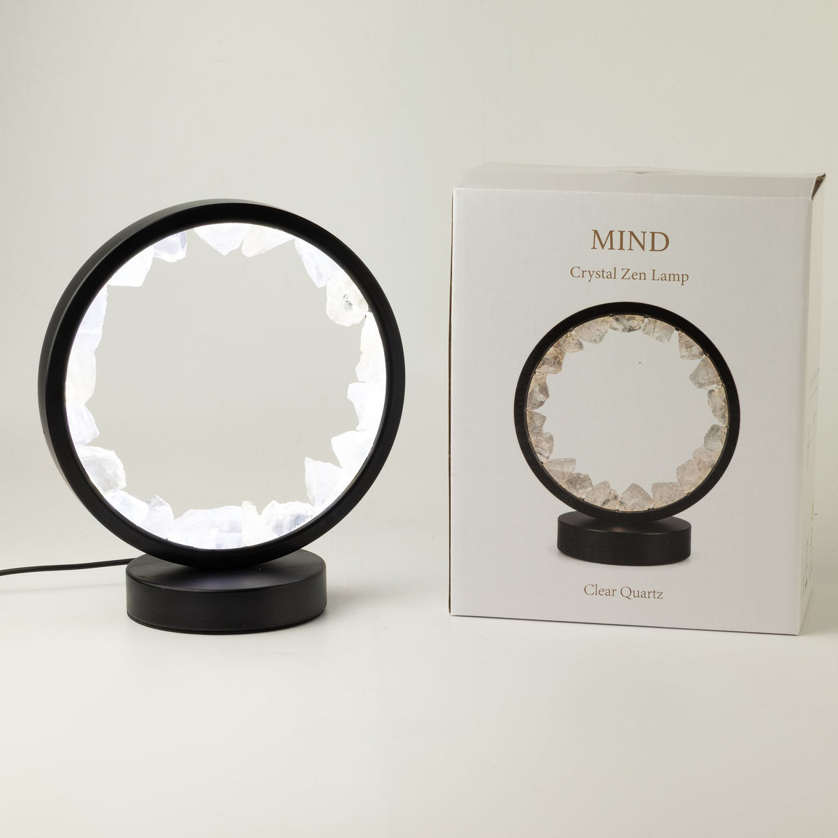 Gemstone Halo Lamp – Clear Quartz – size view