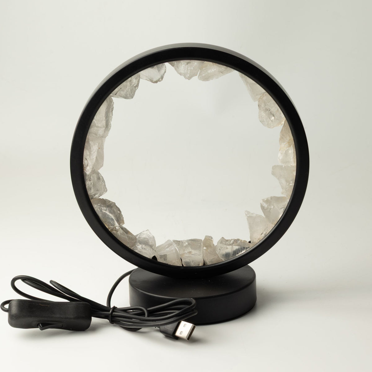 Gemstone Halo Lamp – Clear Quartz – close-up