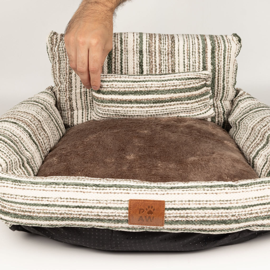 Mini Dog Sofa | Brown Stripes · Small