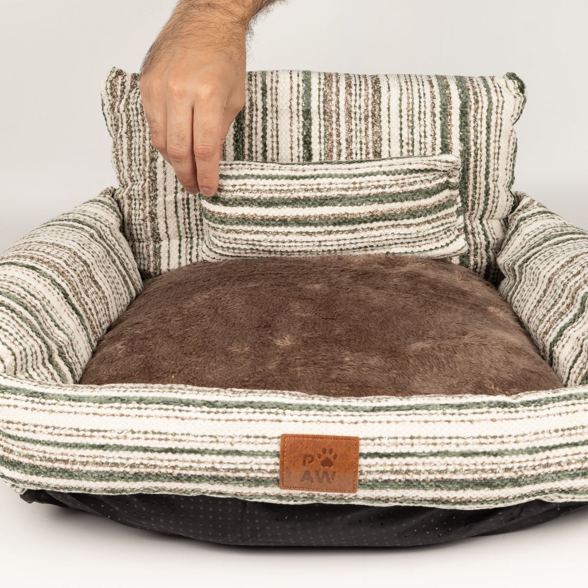 Mini Dog Sofa | Brown Stripes · Small