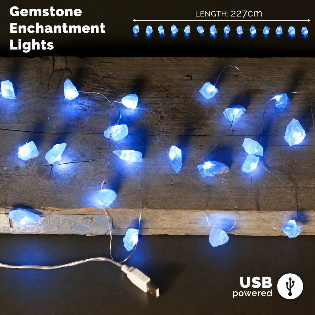 Gemstone Light String – Celestite – detail view