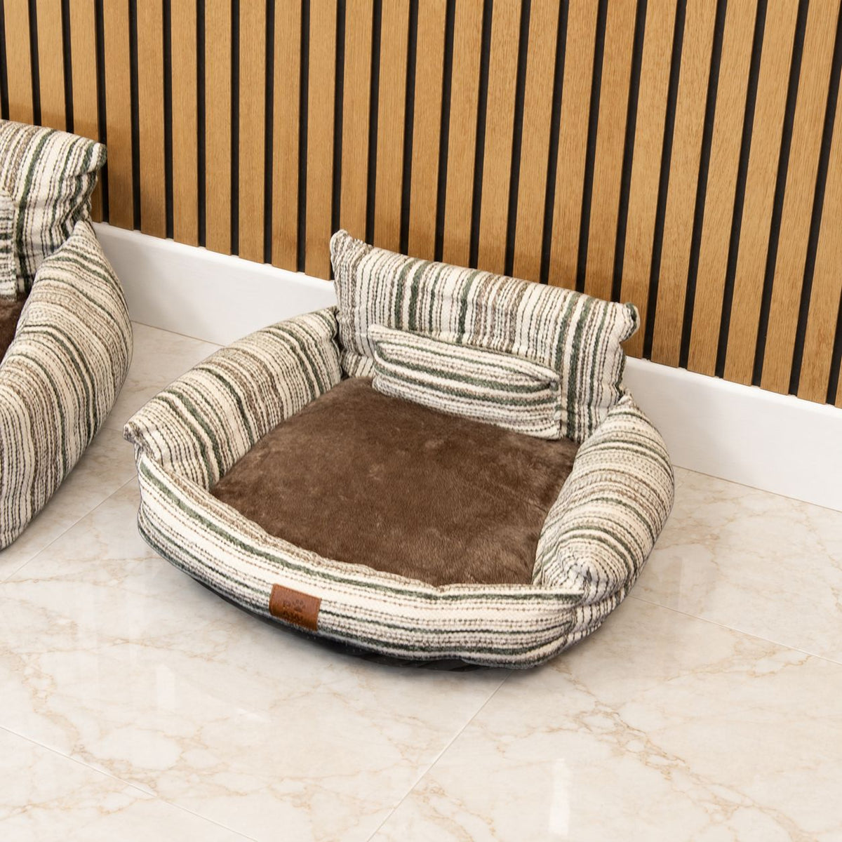Mini Dog Sofa | Brown Stripes · Small