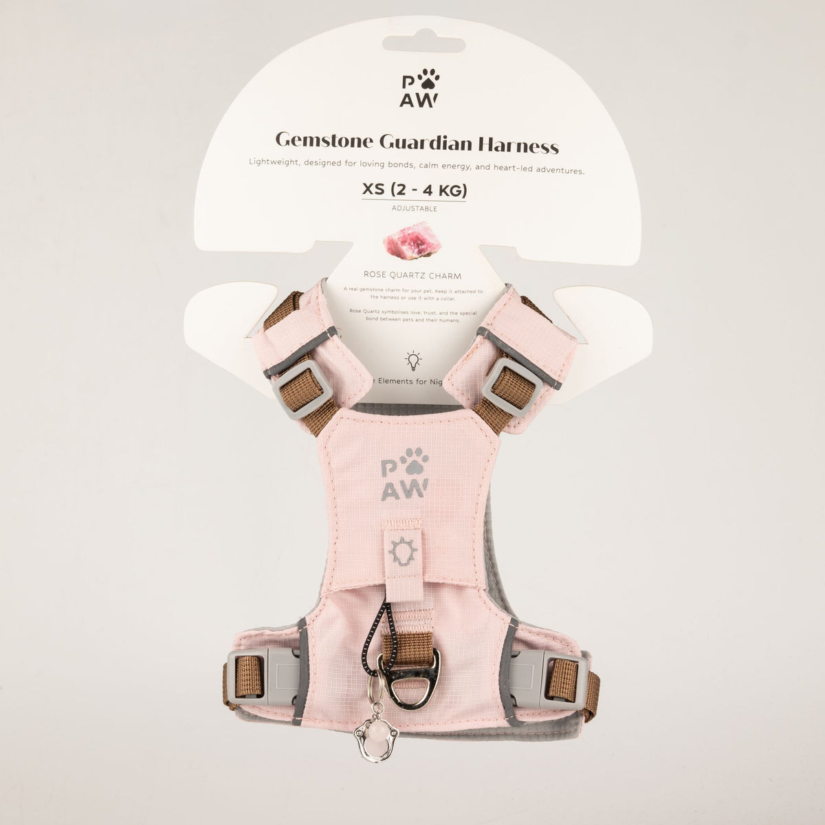 Gemstone Step-in Harness | Soft Pink · Rose Quartz · Size XS