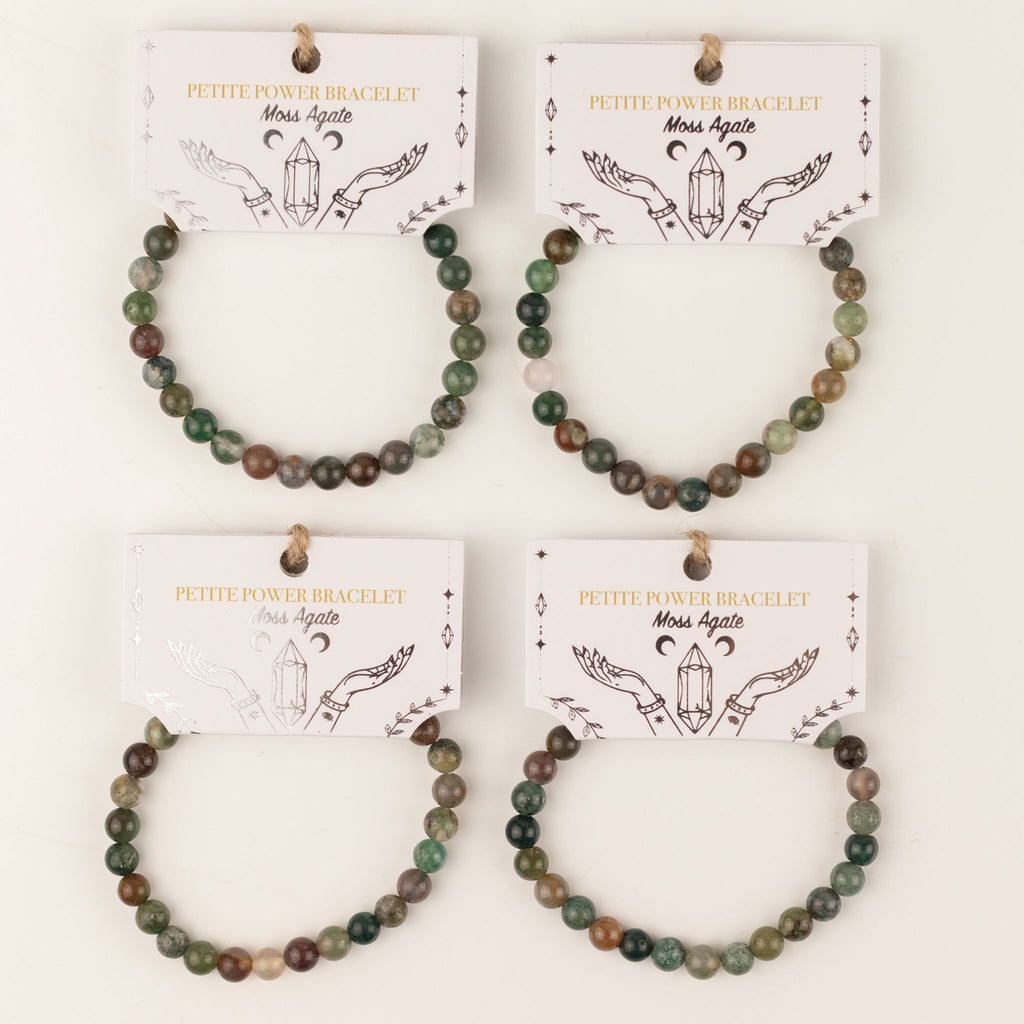 Petite Gemstone Bracelet – Moss Agate – size view