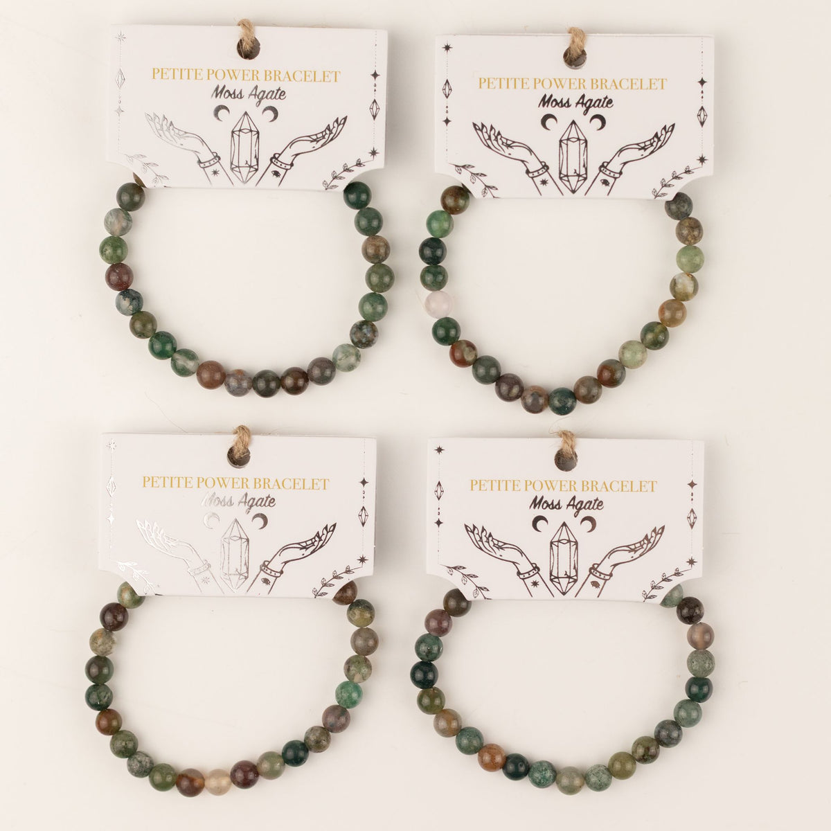 Petite Gemstone Bracelet – Moss Agate – size view