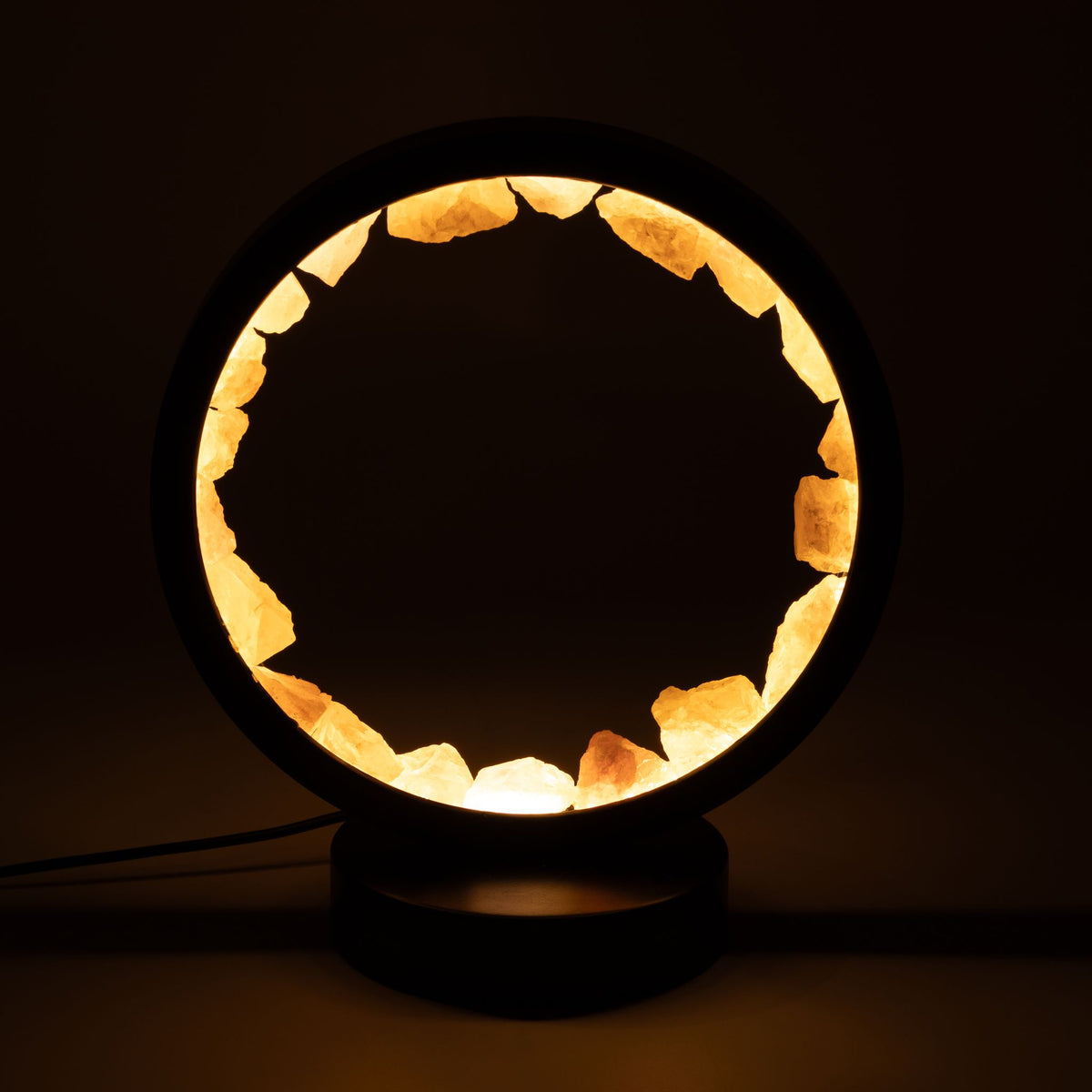 Gemstone Halo Lamp – Rose Quartz – styled view