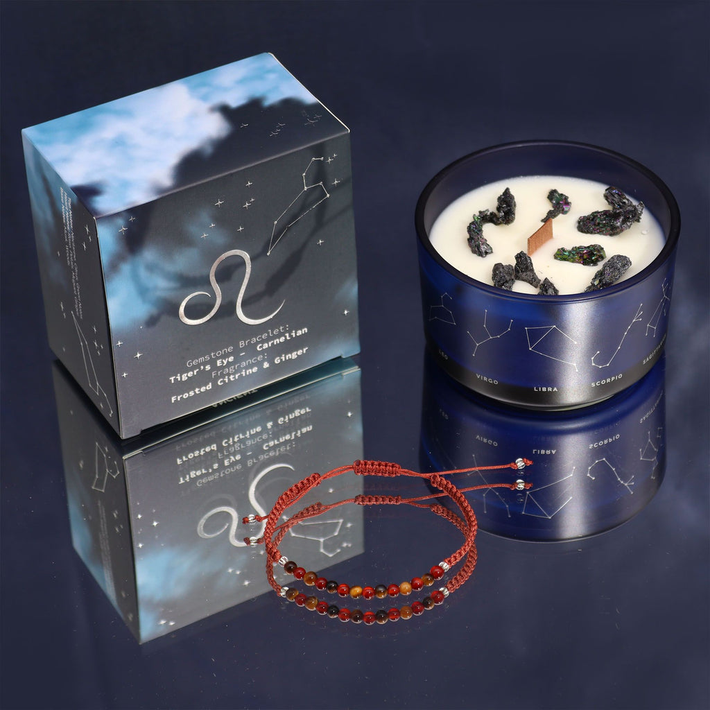 Written in the Stars – Leo · Zodiac Candle & Gemstone Bracelet – detail view
