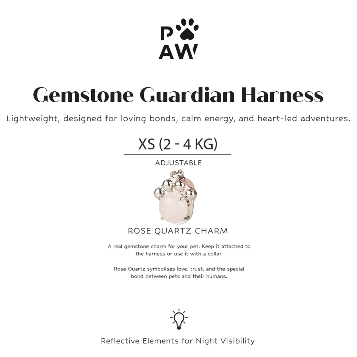 Gemstone Step-in Harness | Soft Pink · Rose Quartz · Size XS