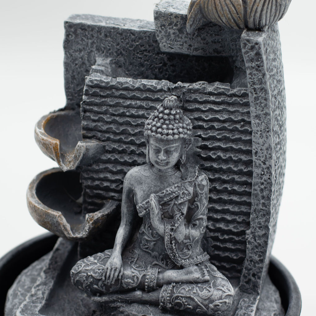 Tabletop Water Feature – Buddha & Lotus – detail view