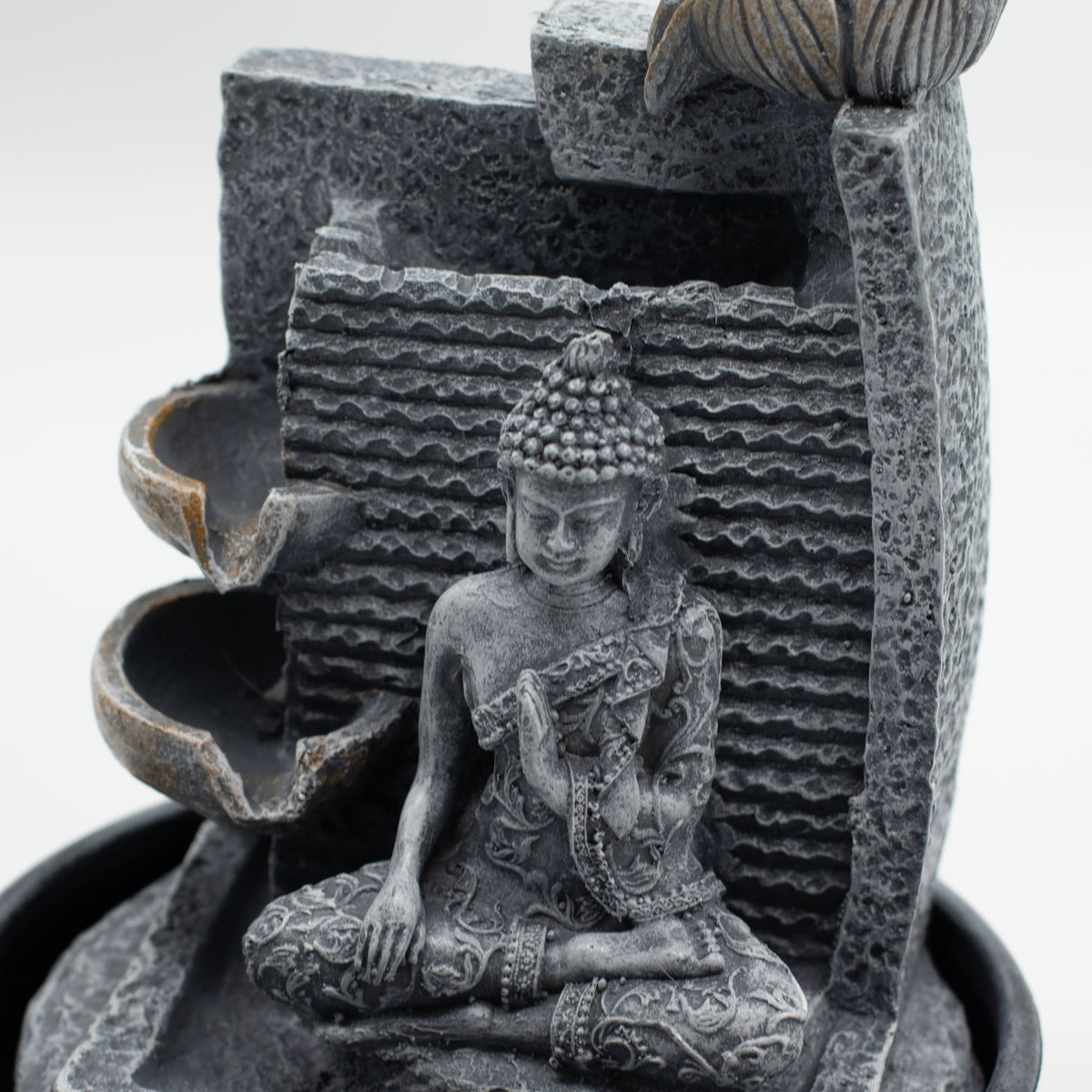 Tabletop Water Feature – Buddha & Lotus – detail view