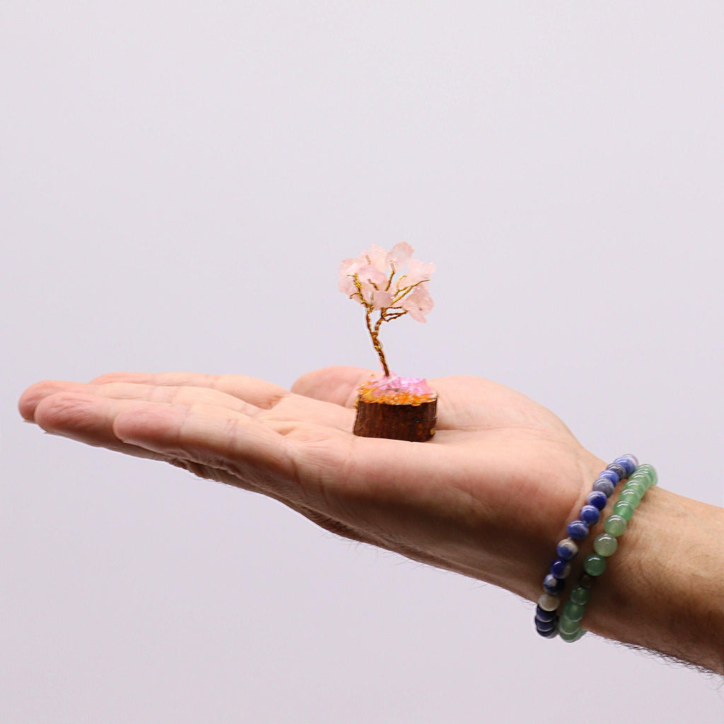 Mini Gemstone Tree – Rose Quartz – styled view