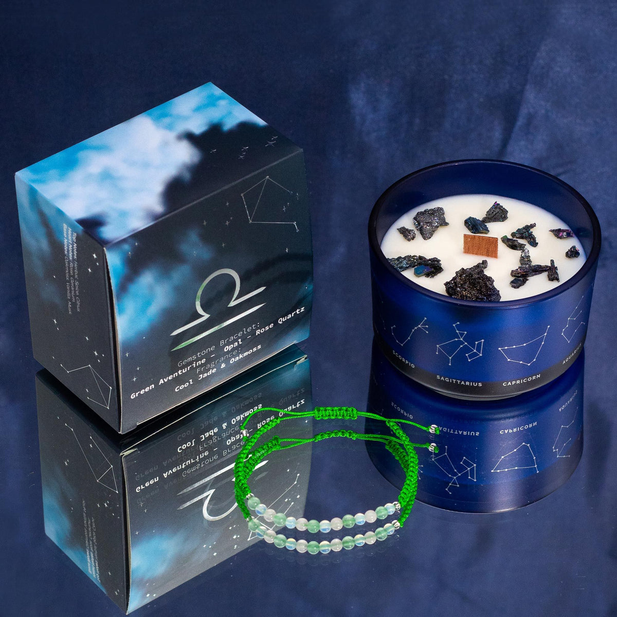 Written in the Stars – Libra · Zodiac Candle & Gemstone Bracelet – detail view