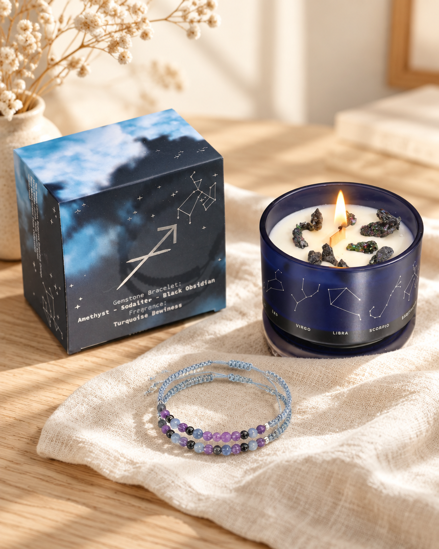 Written in the Stars – Sagittarius · Zodiac Candle & Gemstone Bracelet by Chapter 9 Copenhagen